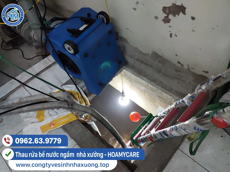 Thau rửa bể nước ngầm nhà xưởng tại Đà Nẵng