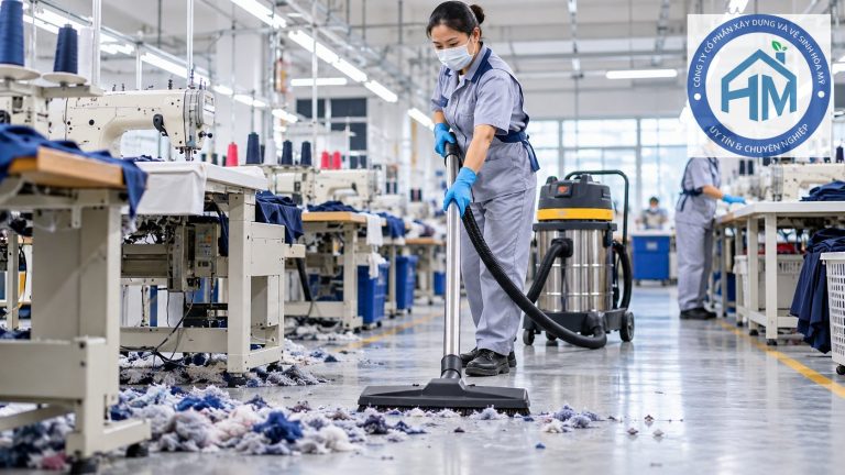 Vệ sinh xơ vải nhà xưởng may: nhận diện và làm sạch