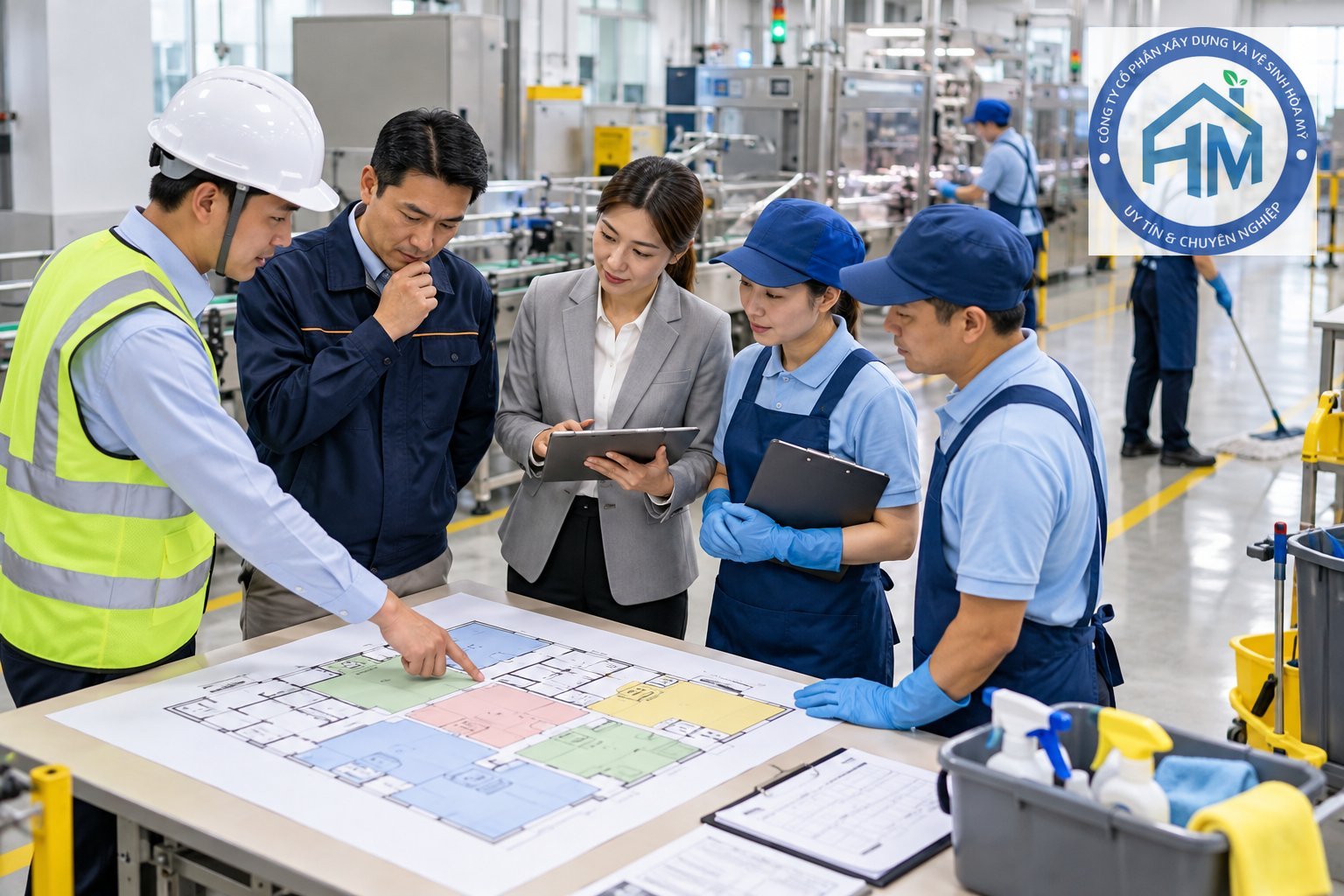 Ảnh minh hoạ: Cách phân vùng vệ sinh nhà xưởng đang sản xuất
