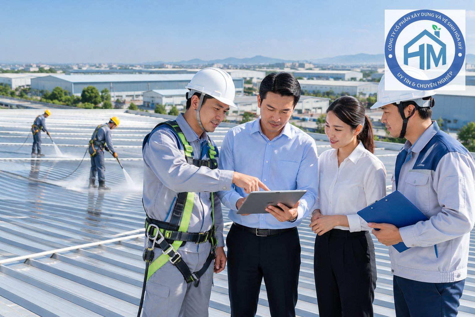 Ảnh minh hoạ: Vệ sinh mái tôn nhà xưởng tại Bắc Ninh an toàn
