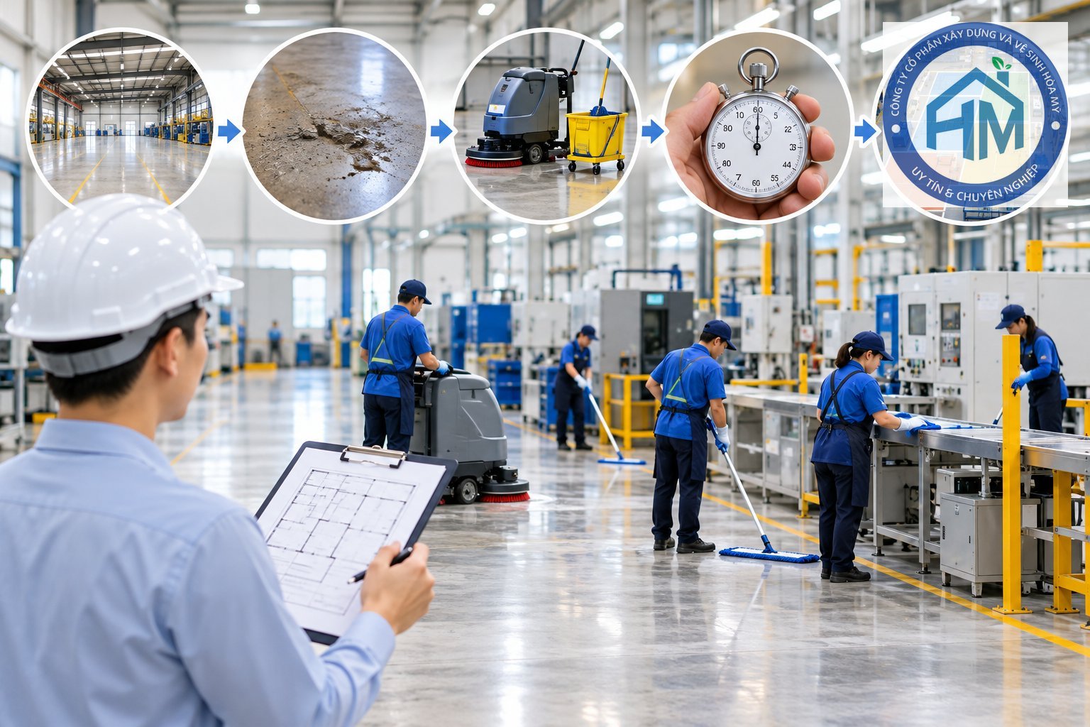 Ảnh minh hoạ: Cách tính nhân viên vệ sinh cho nhà xưởng