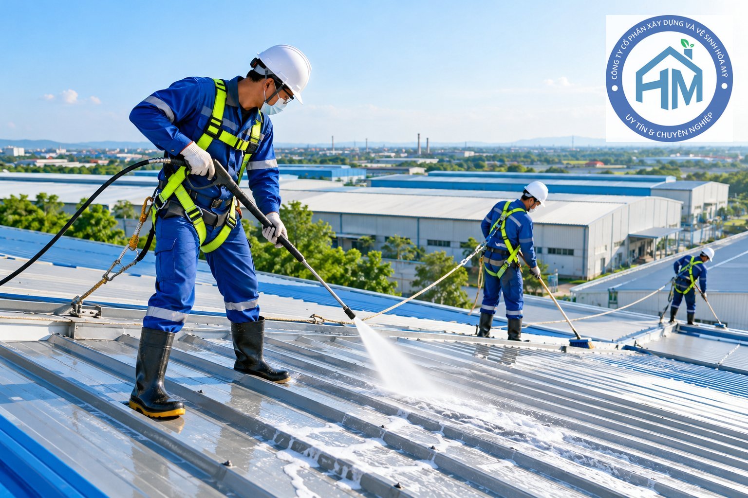 Ảnh minh hoạ: Vệ sinh mái tôn nhà xưởng tại Hải Dương | Hòa Mỹ JSC
